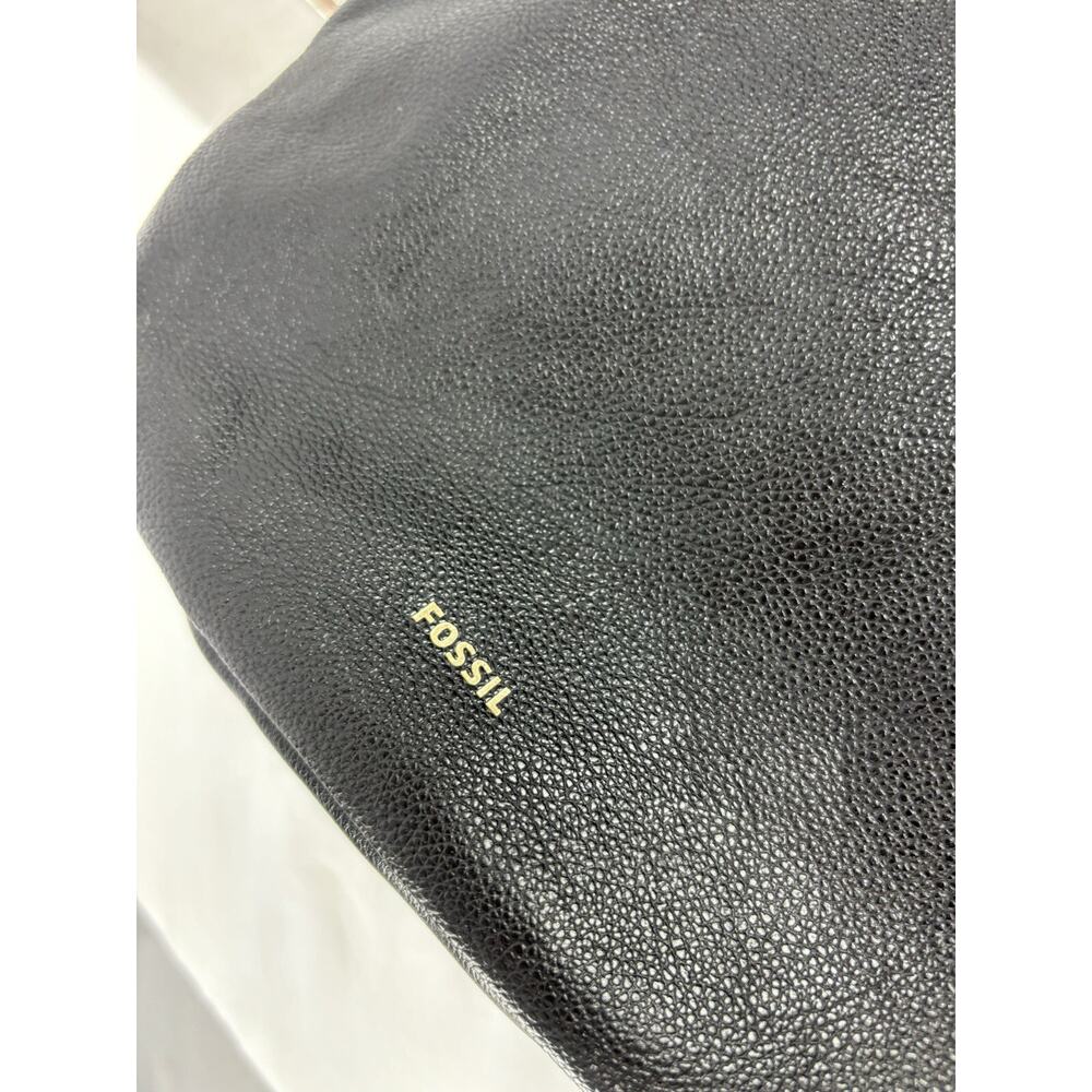 Fossil Black Leather Tote Bag Shoulder Purse Crossbody - Picture 9 of 16